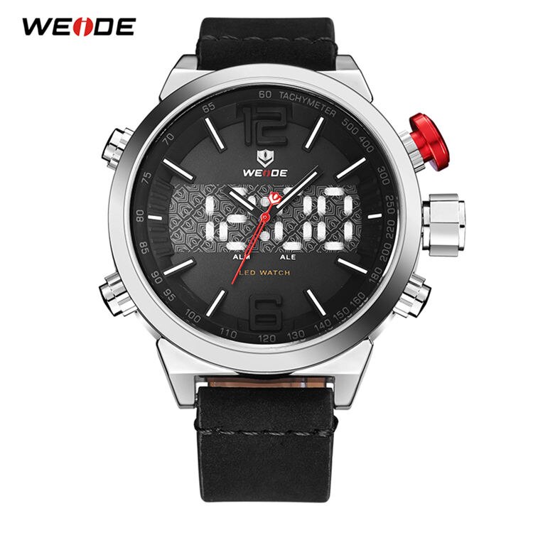 WEIDE Men Watch Relogio Masculino Digital Auto Date Alarm Back Light Watch Quartz Multiple Time Zone Wristwatches Men's Watches: WH6101-1C