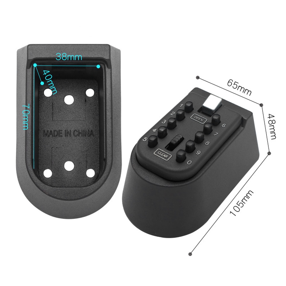 Wall Mounted Outdoor Key Storage Lock Box 10 Digit Push-Button Combination Password Key Safe Box Resettable Code Key Holder