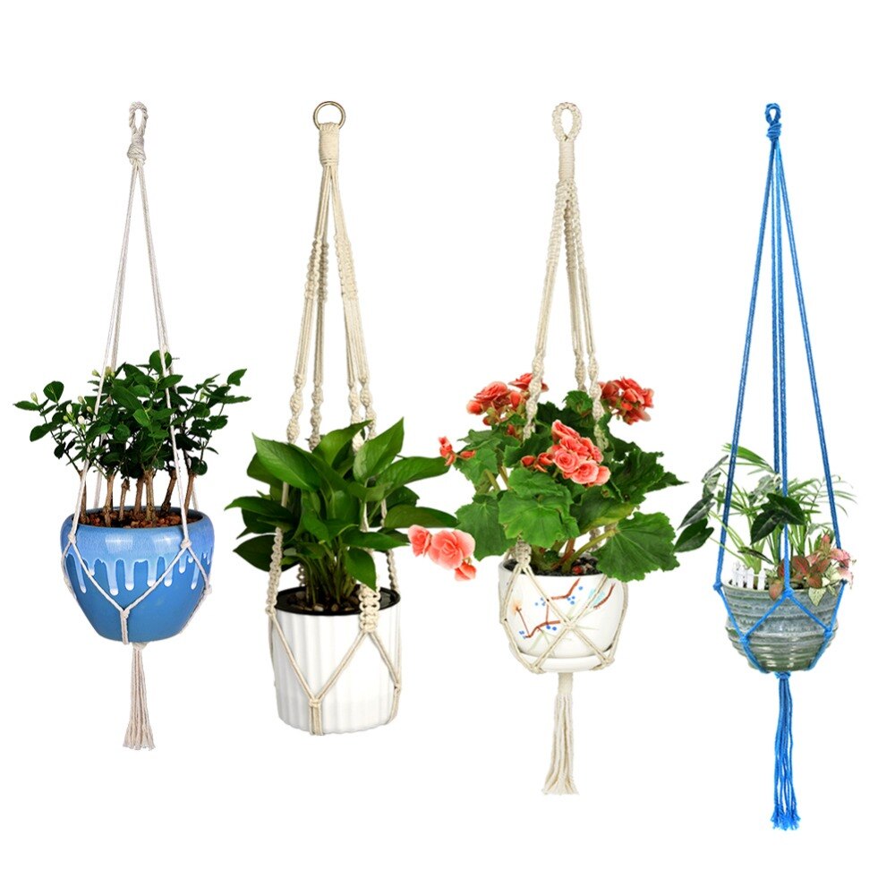 Wituse macrame växthängare krok grytlapp handgjord 100%  bomullssnöre växthängare hängande korghållare enkel/tofs 28 35 46 "