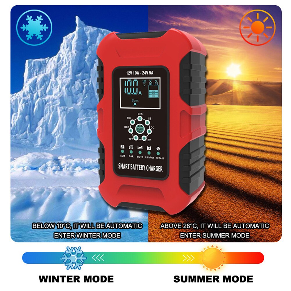 Car Battery Chargers 12V/10A 24V/5A Full Automatic Battery Chargers Maintainer Battery Desulfator for Car Motorcycle RV Boats