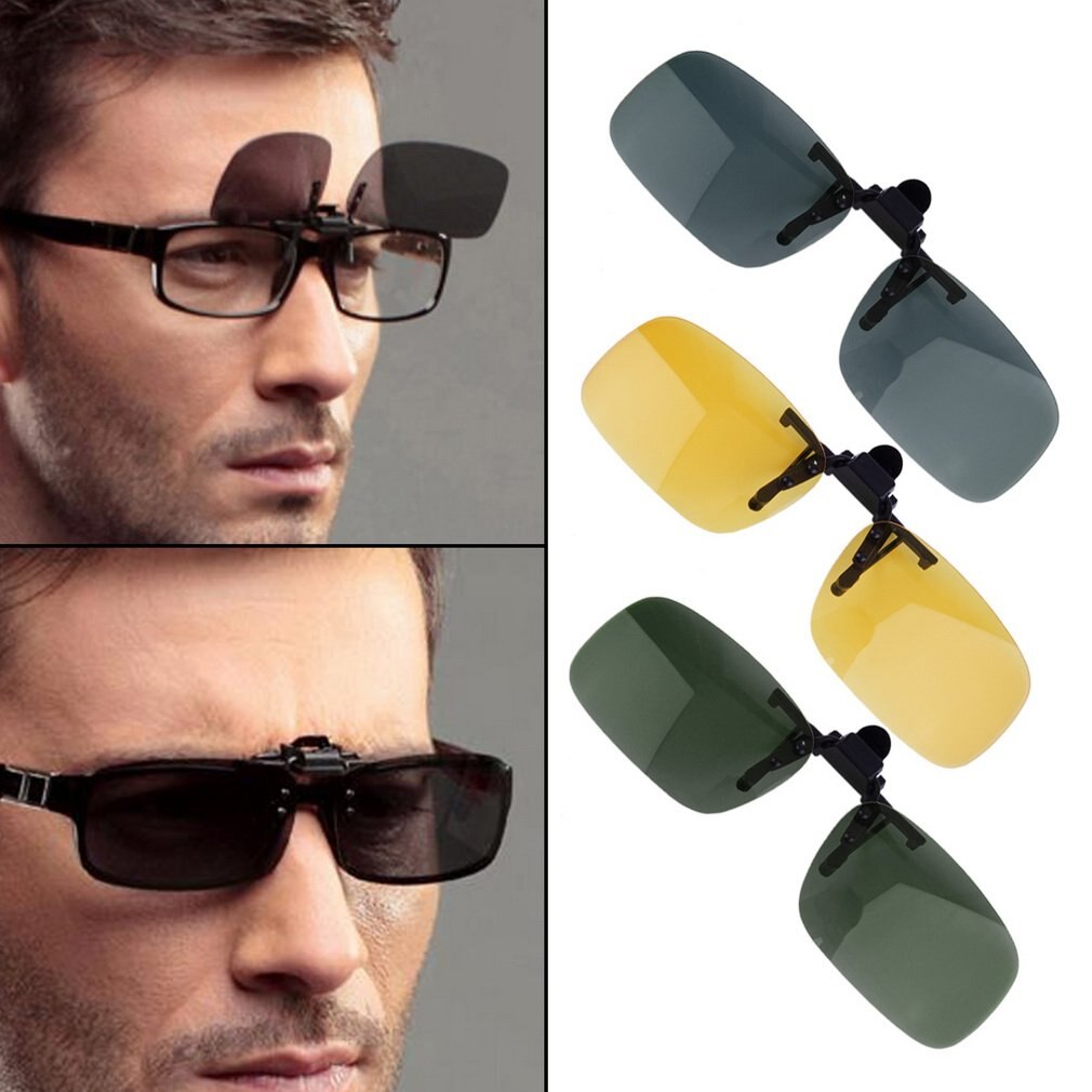 Kørsel nattesyn clip-on flip-up lens solbriller cool eyewear clip on lens anti -uv 400 unisex til kvinder og mænd
