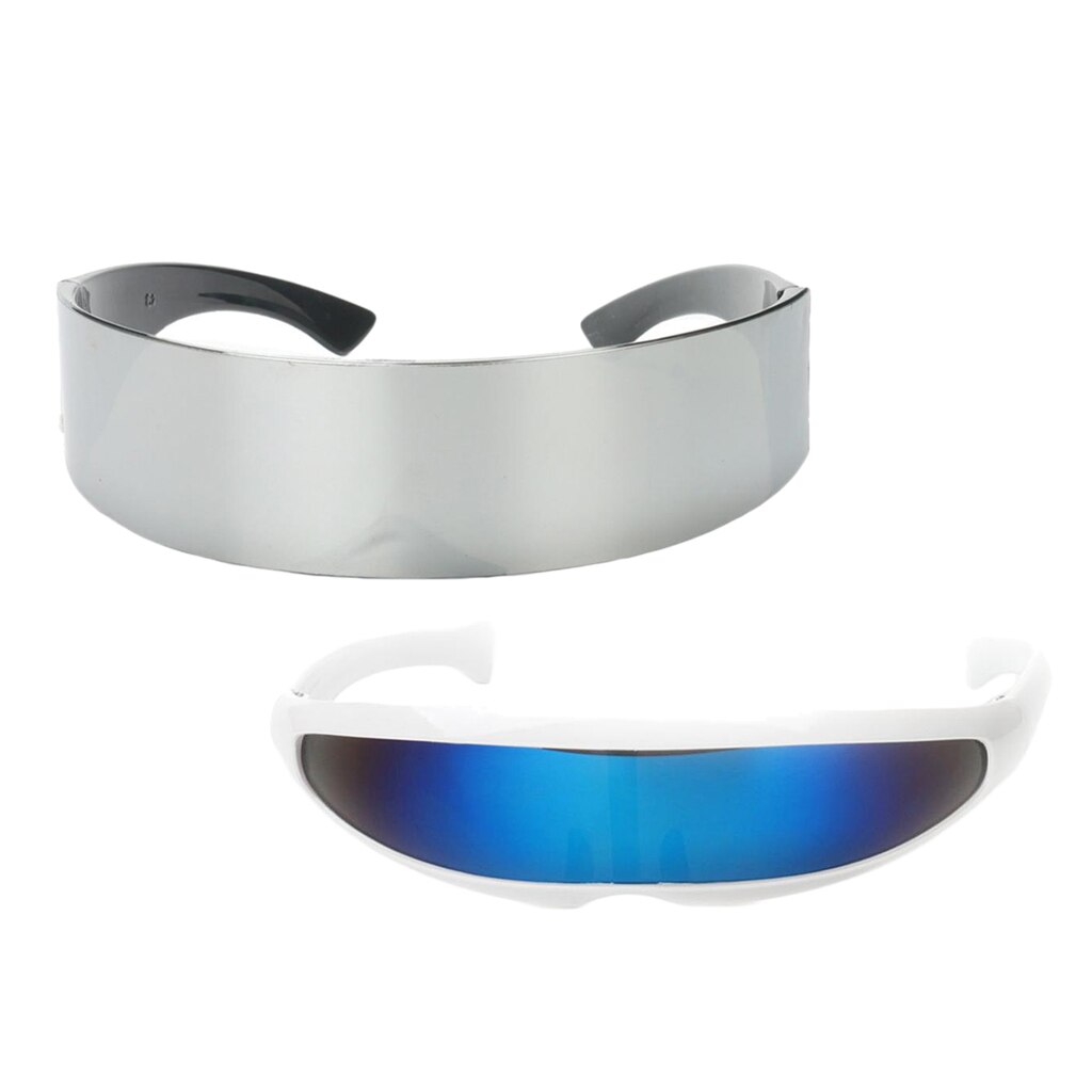 Prettyia 2pcs Blue Silver Space Robot Alien Eye Glasses Future Soldier Props