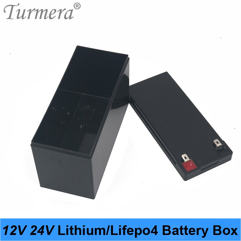 Turmera 32650 32700 Lifepo4 Battery Storage Box with 1x4 Bracket for 12V 7Ah Uninterrupted Power Supply and E-bike Battery Use A: Black Box