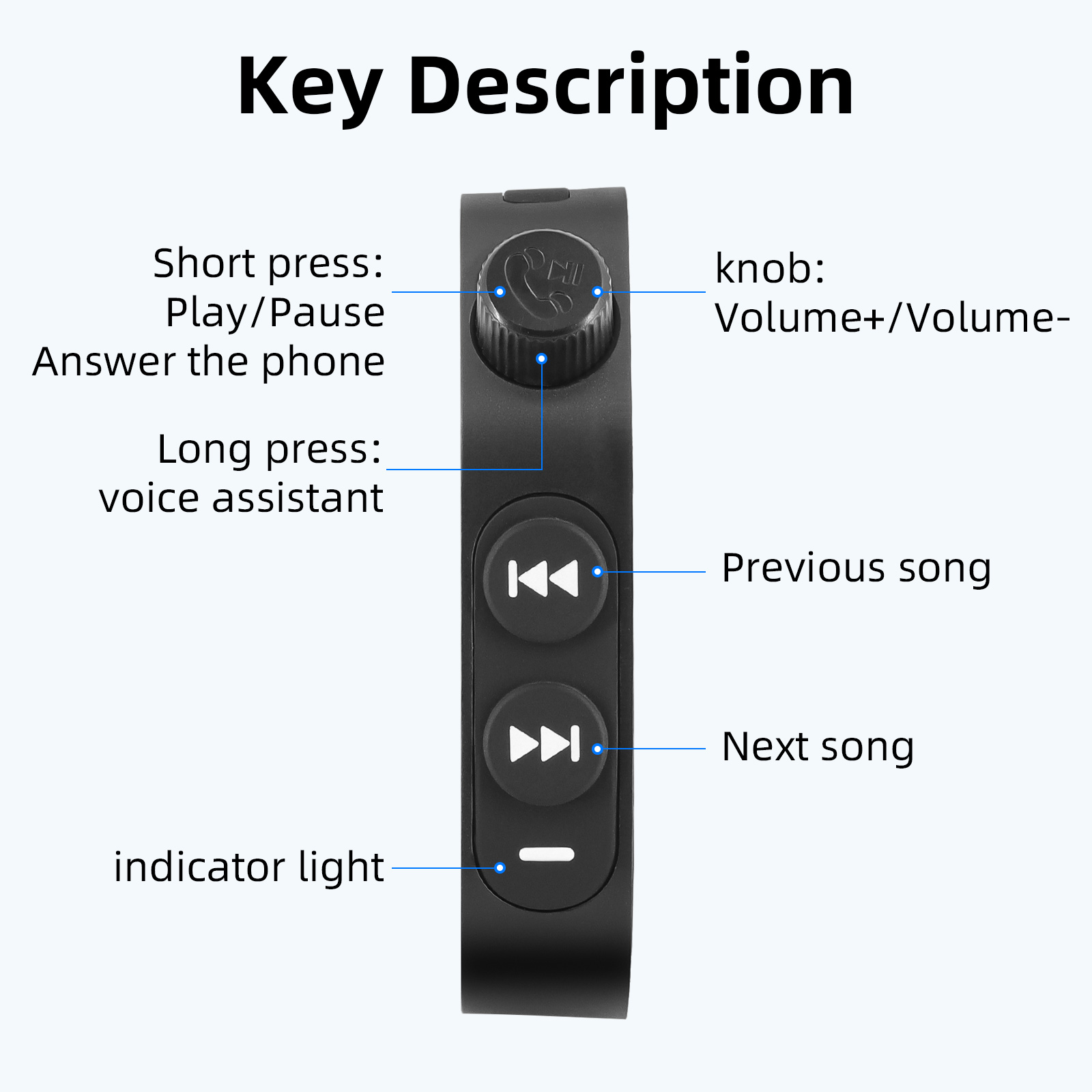 Control de manillar de motocicleta compatible con Bluetooth llamadas manos libres Control remoto manillar de bicicleta impermeable control multimedia tipo c