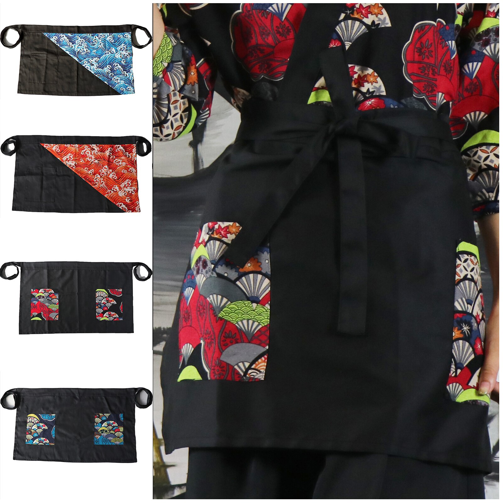 Delantal de chef de sushi, ropa de servicio de comida de estilo japonés, uniforme de trabajo de chef, delantal de kimono japonés