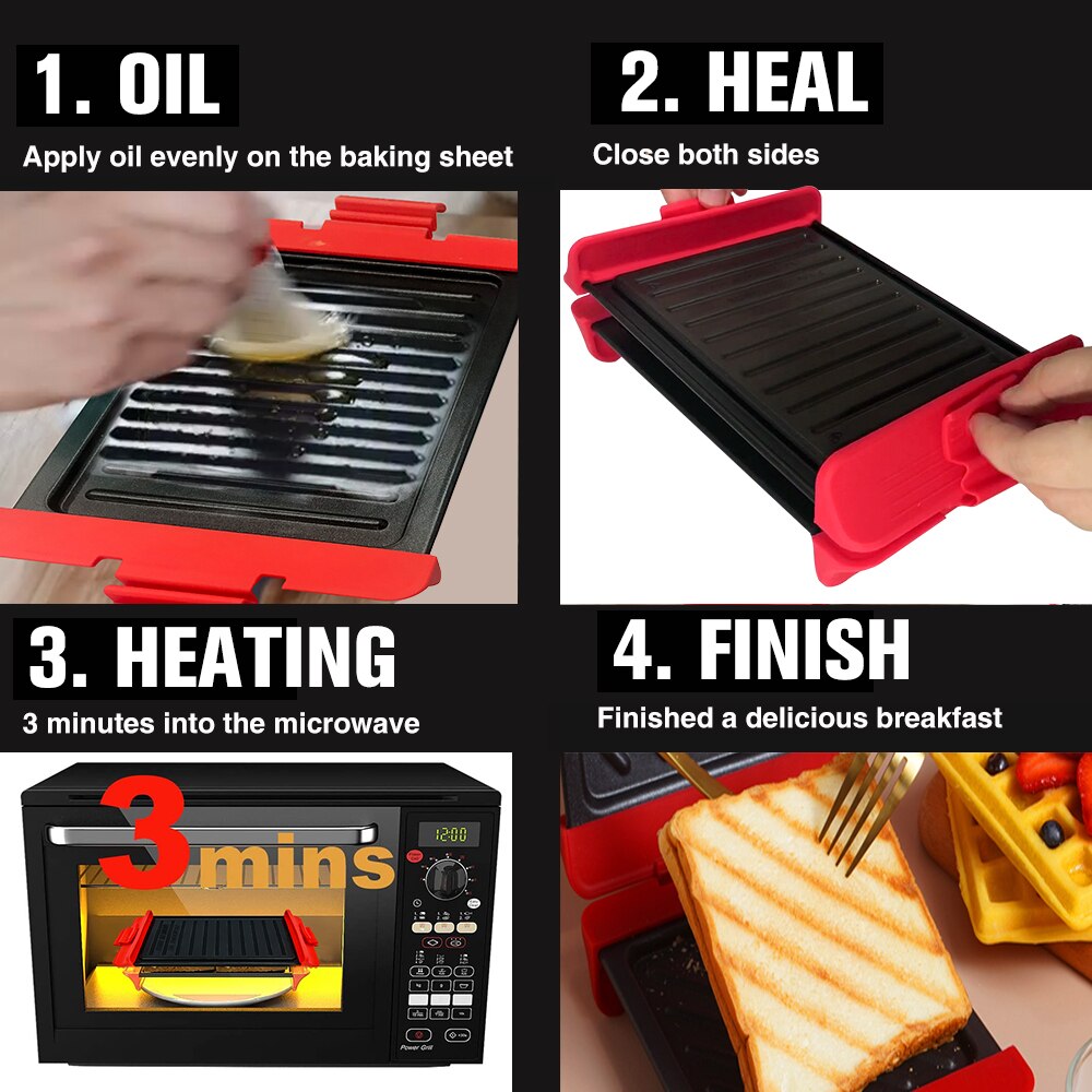Practical Metal Baking Dishes Silicone Nonstick Microwave Baking Tray for Food BBQ Pans Kitchen Bakeware Gadgets Tools