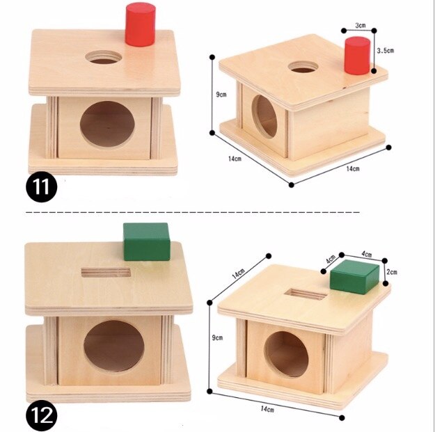 Montessori scatola di permanente per oggetti in legno con vassoio e palla gioco di abbinamento famiglia per bambini giocattoli educativi fai-da-te aiuto didattico