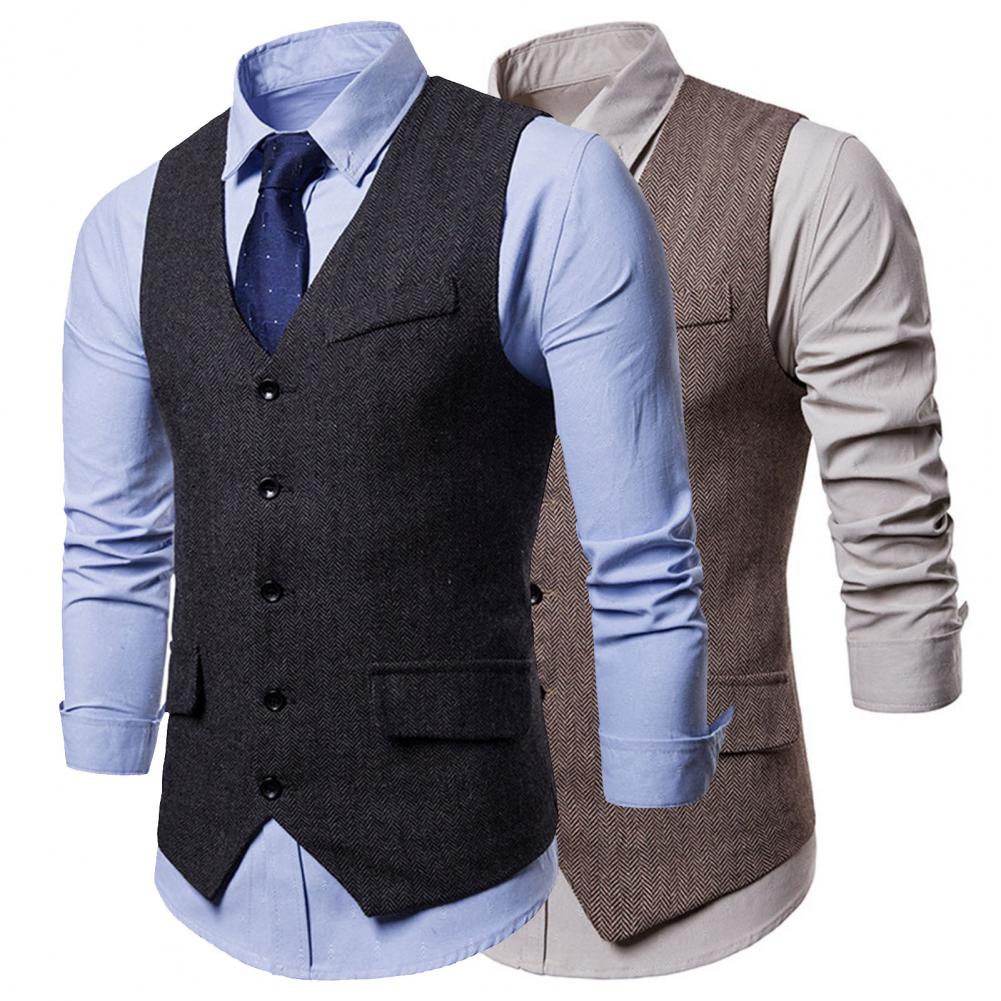 Chaleco Formal de negocios para hombre, ropa de trabajo Simple y Popular de Color sólido, transpirable, Formal, ajustada