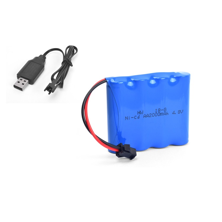 4.8v 2000 mah ni-cd batteri genopladeligt batteri brugt til legetøjsbil, dump truck, firehjulstræk, legering klatrebil, aa batteripakke: Sort