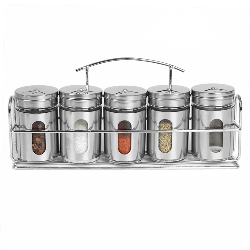 Aço inoxidável spice jar sal açúcar tempero pimenta shaker tempero pode com cobertura rotativa churrasco spice armazenamento garrafa ferramenta de cozinha