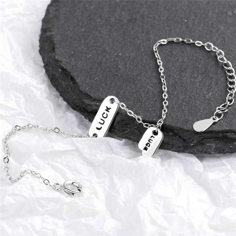 Sole Memory Luck Letters Cool 925 Sterling Silver Female Resizable Bracelets SBR262