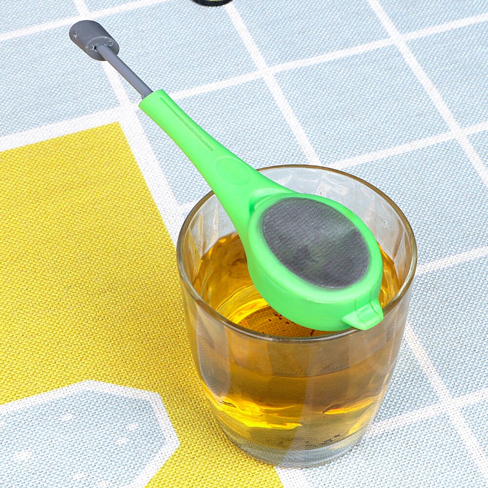Tea Infuser Built-in Plunger Coffee & Tea Strainer Plastic Measure Swirl Steep Star Press Reusable Tea Bag