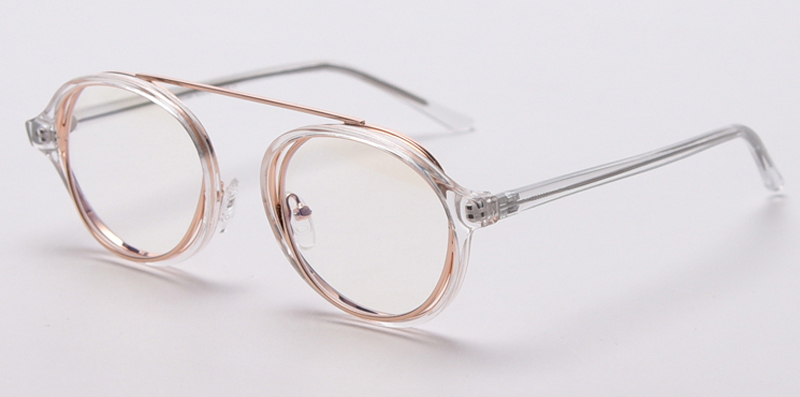 Peekaboo tr90 gafas de filtro de luz azul montura redonda lentes retro claros gafas de acetato transparente montura vintage para mujer: rose gold clear