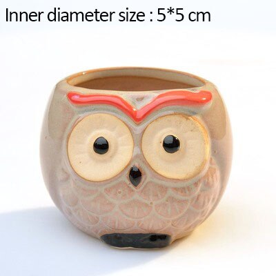maison jardin décoration en céramique fleur Pos mignon hibou Miniature modèle Succulent Pot de fleur planteur décorations de bureau: B