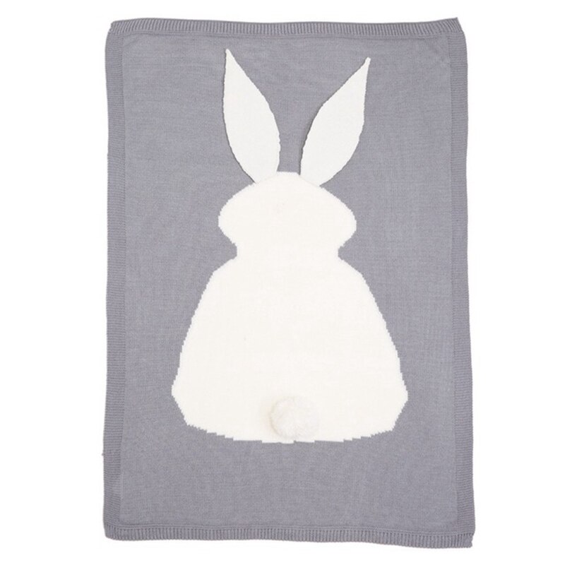 Låt oss göra 1pc babyfiltar linda babysjal stickad filt för spädbarn kanin tecknad rutig spädbarnssängkläder linda
