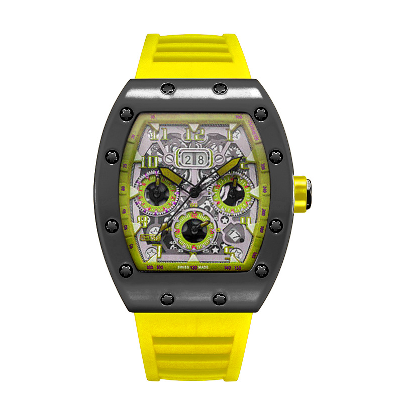 Reloj de pulsera de cuarzo de lujo para hombre, hueco, tendencia, ninguna máquina, reloj automático de cuarzo hueco luminoso resistente al agua para hombre: Café
