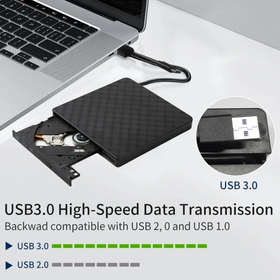 USB3.0 Type-C Slim External 2 In 1 DVD RW CD Writer Drive Burner Reader Player Optical Drives For Laptop PC Portable DVD Burner