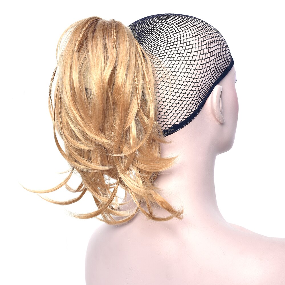 Soowee trenza de pelo sintético cabello rubio negro Clip en extensión de cabello cola de Pony recta Cola de Caballo gris garra para mujeres