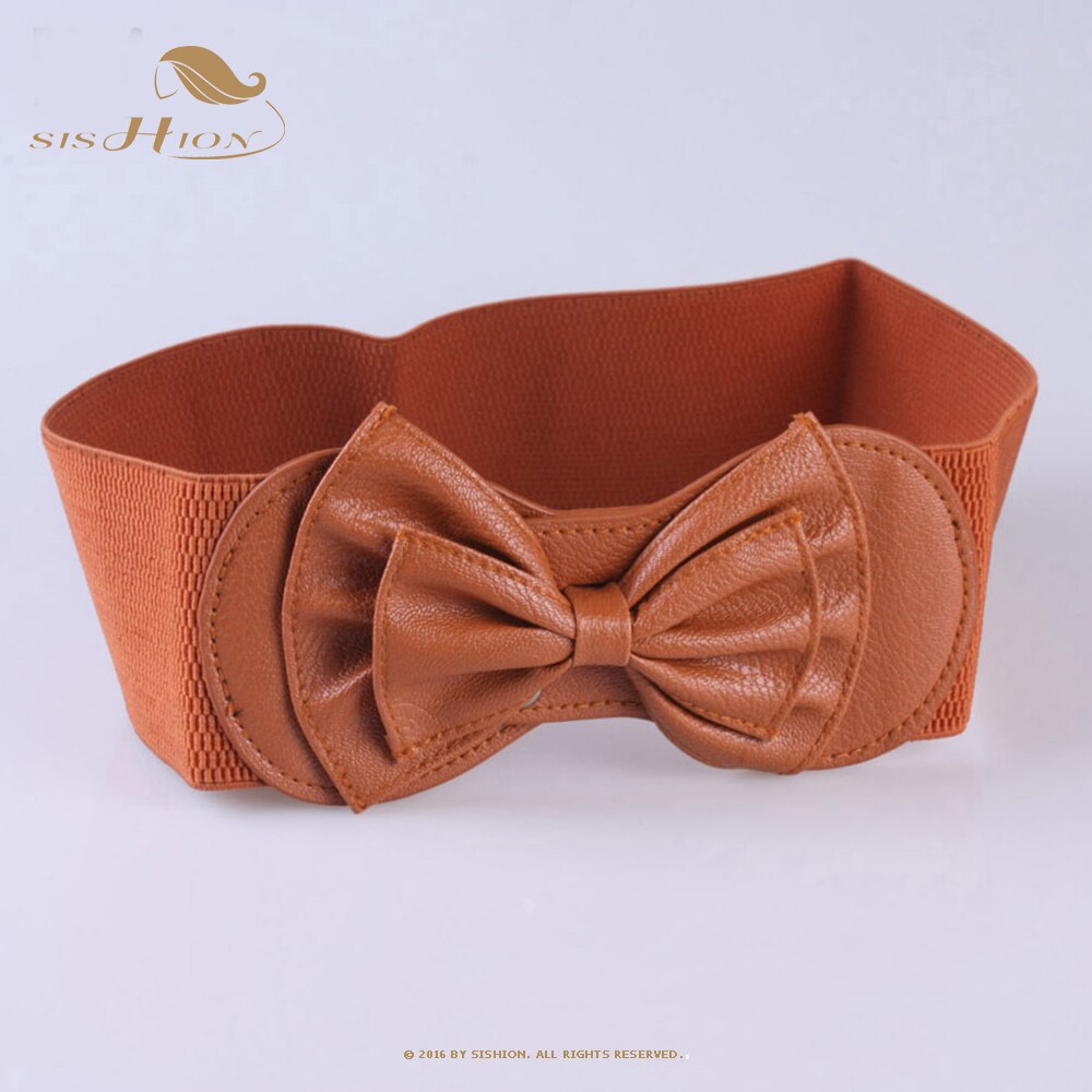 Elastic Waistband for Dress Accessories VD2626 ремень женский Women Red Black Wide Corset портупея Korean Belt with Bow: Camel