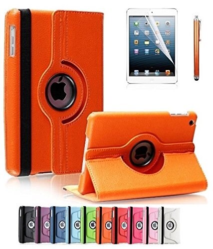 CucKooDo 360 Degree Rotating Stand Smart Case Cover for iPad with Retina Display (iPad 4th), For the iPad 3 & iPad 2: Orange