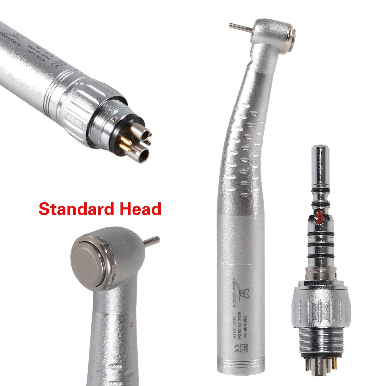 6- gats standaard grote kop enkelvoudige watersproeirotor & 6- gats led-snelkoppeling glasvezel hogesnelheids handstuk tandheelkundig instrument