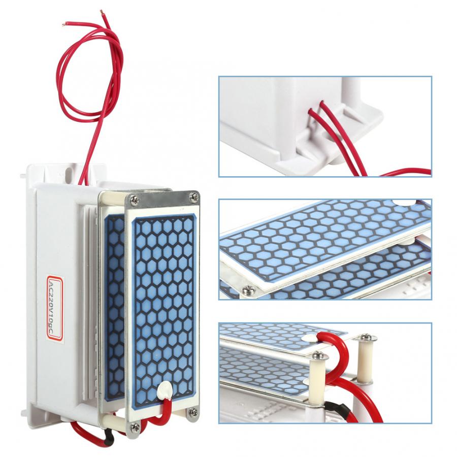 Generador de ozono portátil de 10g, máquina ozonizadora de aire con placa cerámica integrada doble, máquina de oxígeno AC220V