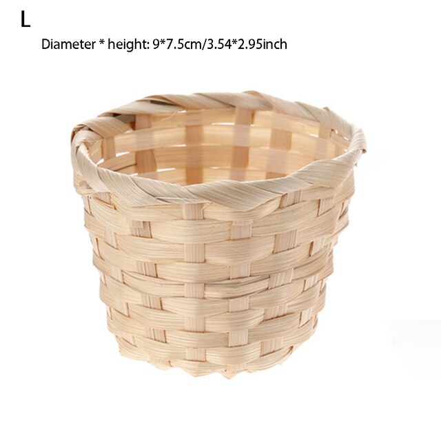 Handgemaakte Bamboe Tuin Bloempot Rieten Mand Stro Patchwork Rieten Rotan Zeegras Opslag Organizer Kwekerij Potten: green