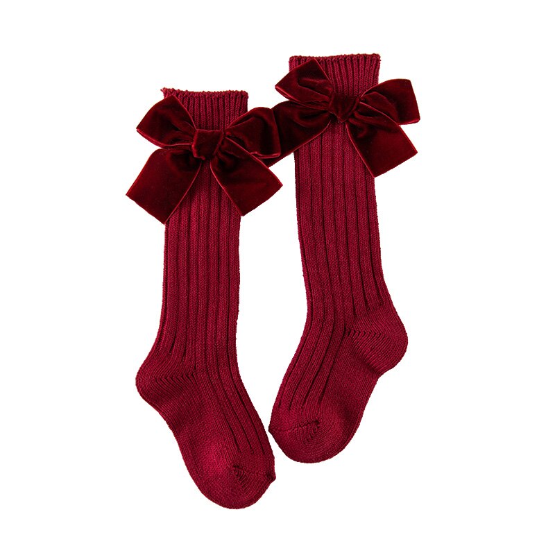 Winter Herfst Katoenen Breien Baby Meisje Panty Leuke Grote Bows Peuter Meisjes Enkel Lange Sokken 0-24 Maanden strik Panty: red