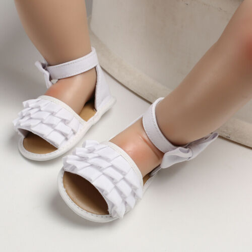 Brand Infant Baby Girl Soft Sole Sandals Toddler Summer Shoes Bow-Knot Ruffle Solid Princess Sandal 0-18M