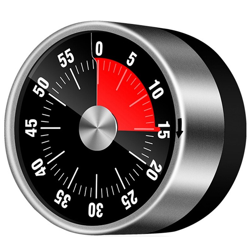 Visual Timer Round Mechanical Timer 60-Minutes Cooking Timer with Loud Alarm Magnetic Clock Timer Kitchen Gadget: Black Silver