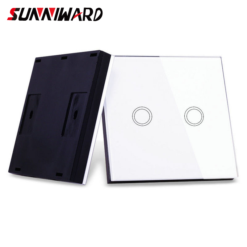 Eu Standard Double Control Switch Wireless Remote Control Transmitter 433 Mhz Glass Panel Switch Shape For Wall Light