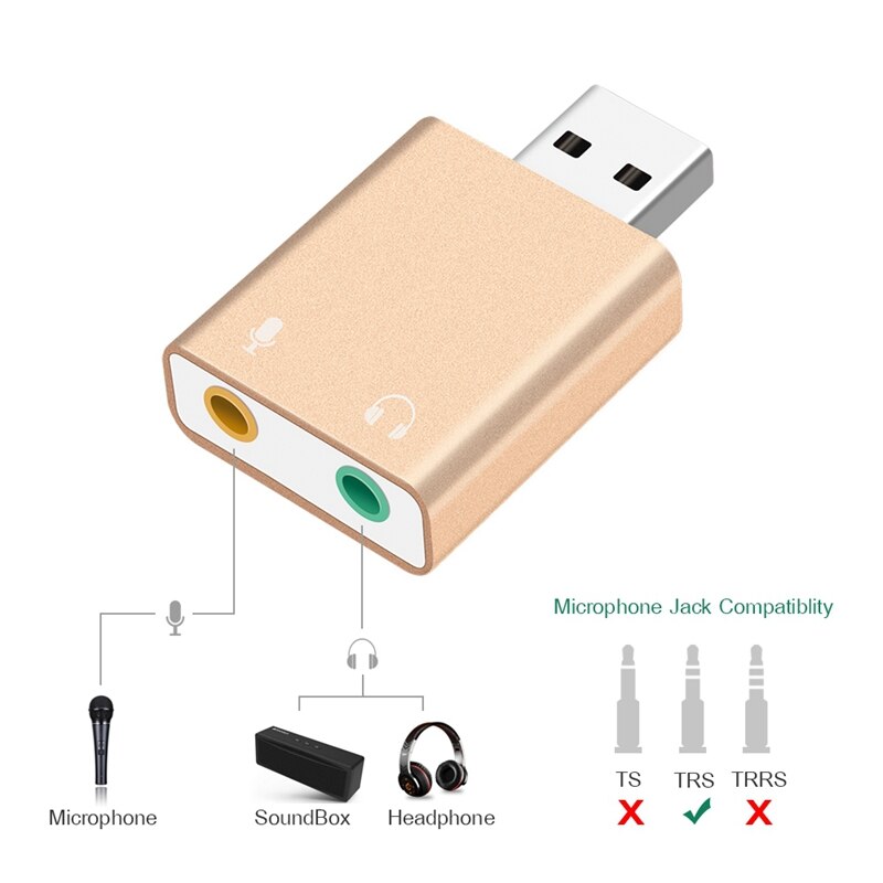 Usb Scheda Audio 7.1 Usb Esterno Per Martinetti Adattatore Stereo da 3.5Mm Per Cuffie o Mic Della Scheda Audio Per Pc Computer del computer portatile