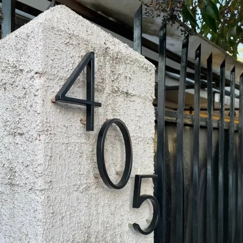 5 tommers flytende husnummer bokstaver store moderne døralfabet hjem utendørs svarte tall adresseplakett dashbord skilt  #0-9 a b