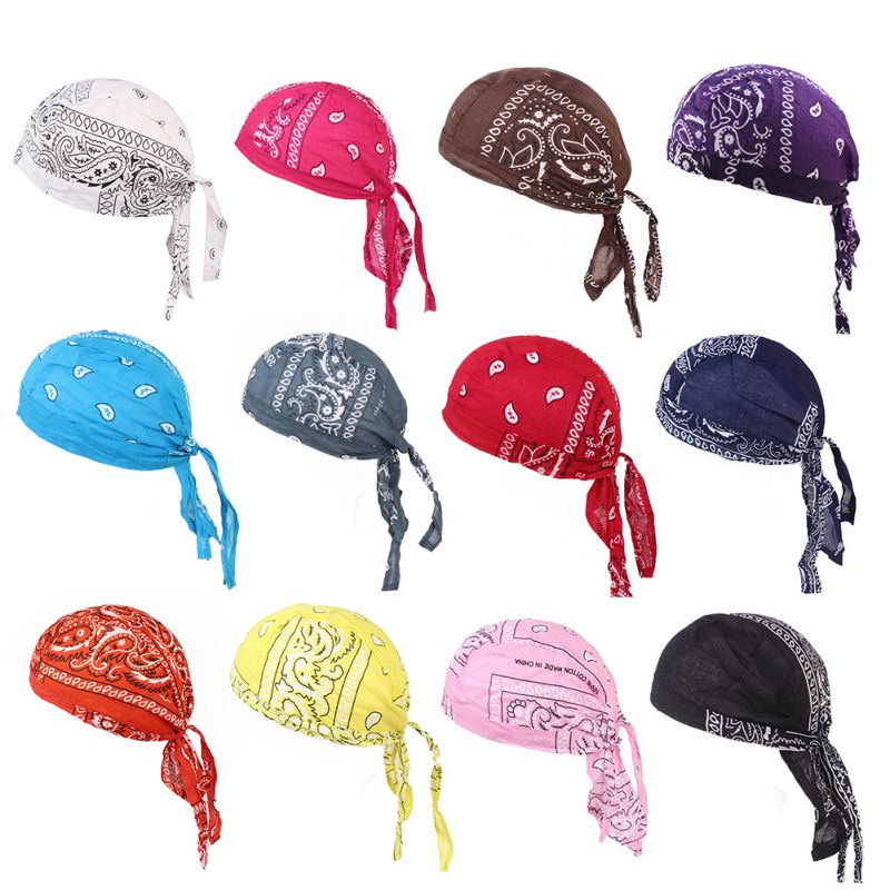 Cycling Bandana Skull Cap Beanie Lightweight Adjustable Cotton Biker Hat Hood Headscarf