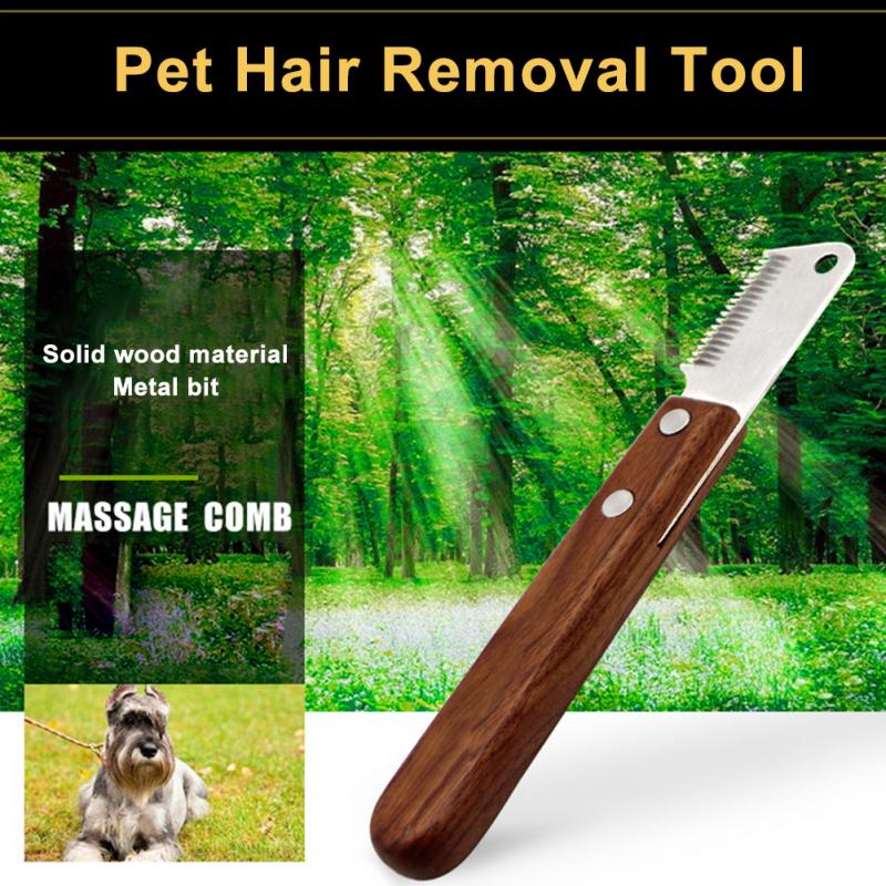 Grooming Dog Comb Stainless Steel Wooden Handle Stripping Knife Pet Hair Remover Pluck Excess Undercoat