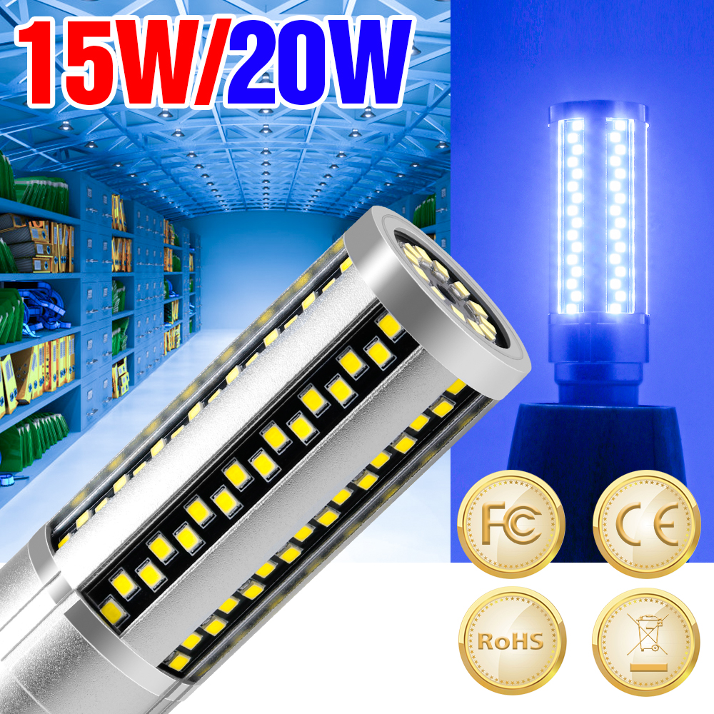 Birne 15W 20W LED Energiesparlampe E27 Mais Licht 85-265V Super Helle Flutlicht FÜHRTE Hause Keller Lager Beleuchtung Ampulle: Blau / 2 PC