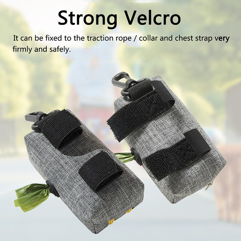 Dog Poop Dispenser With Double Zipper Leak-Proof Dog Waste Bags Oxford Cloth Waste Bag Dispenser Dog Poop Holder