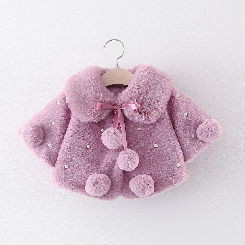 Herfst Winter Faux Bontjas Baby Meisje Vest Jas Leuke Tops Jas Ademend Peuter Kinderen Kids Kleding Meisjes: Lavendel / 6m