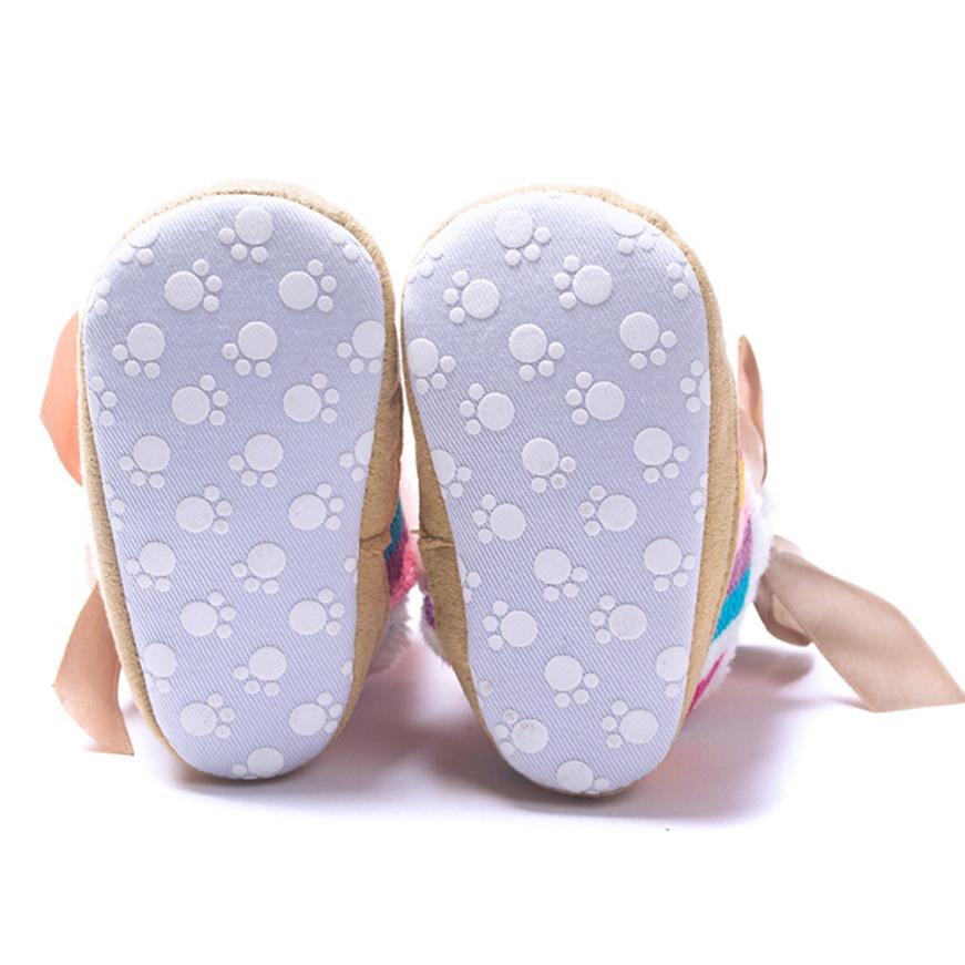 Rainbow soft sole botas térmicas do bebê de Pano 2017 Do Bebê Menina Rainbow Soft Sole Sapatos Berço Da Criança Botas Botas de Neve Macia presente p35