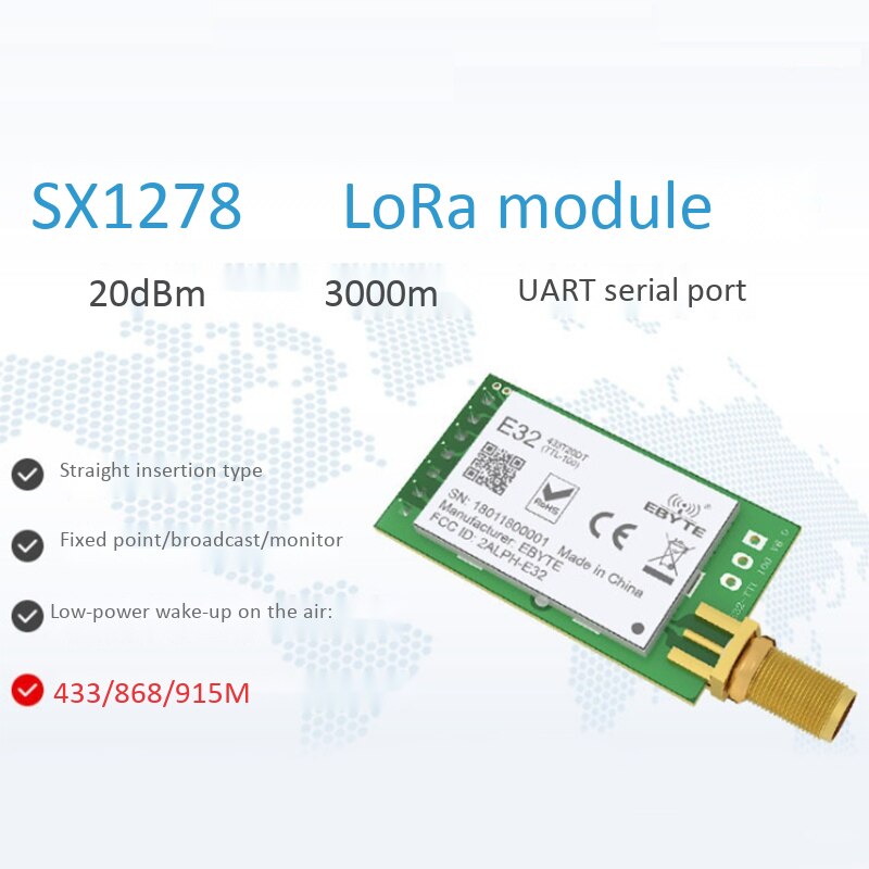 EBYTE LoRa SX1278 433 MHz Wireless RF Module Iot Transceiver E32-433T20DT UART Long Range 43Hz RF Transmitter Receiver
