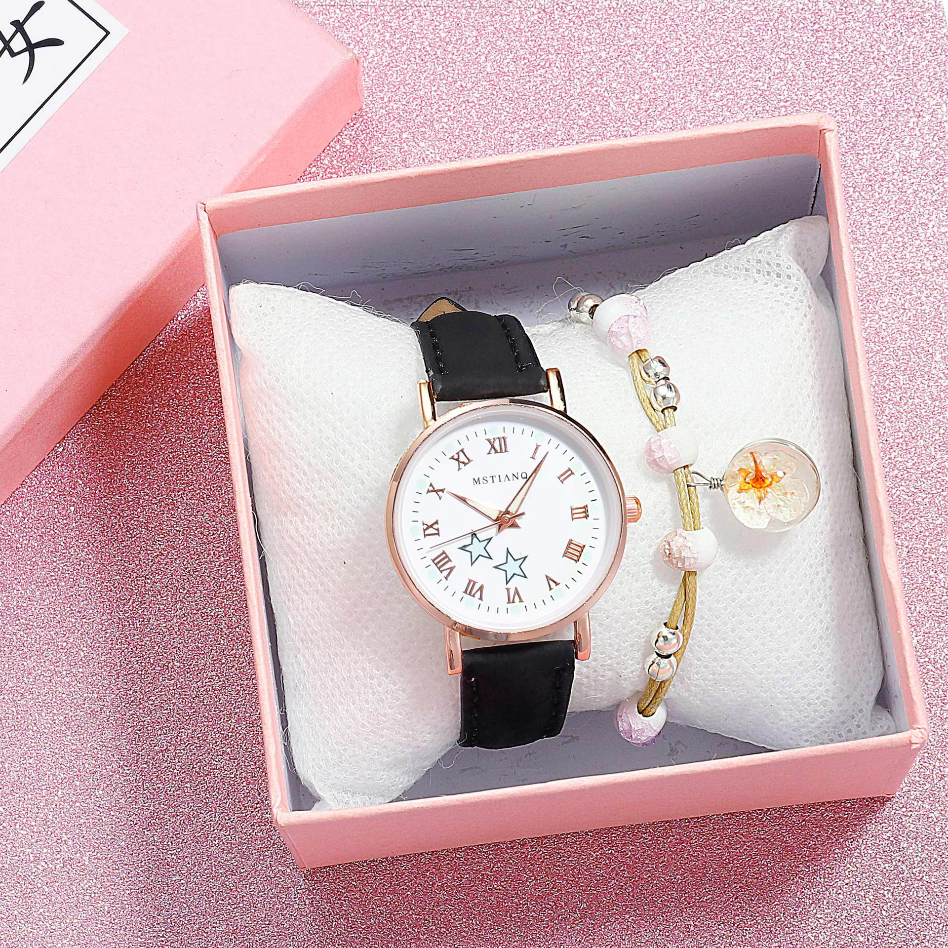 Lichtgevende Sterren Vrouwen Horloges Dames Horloges Casual Lederen Band Quartz Horloge Klok Montre Femme Relogio Feminino: A