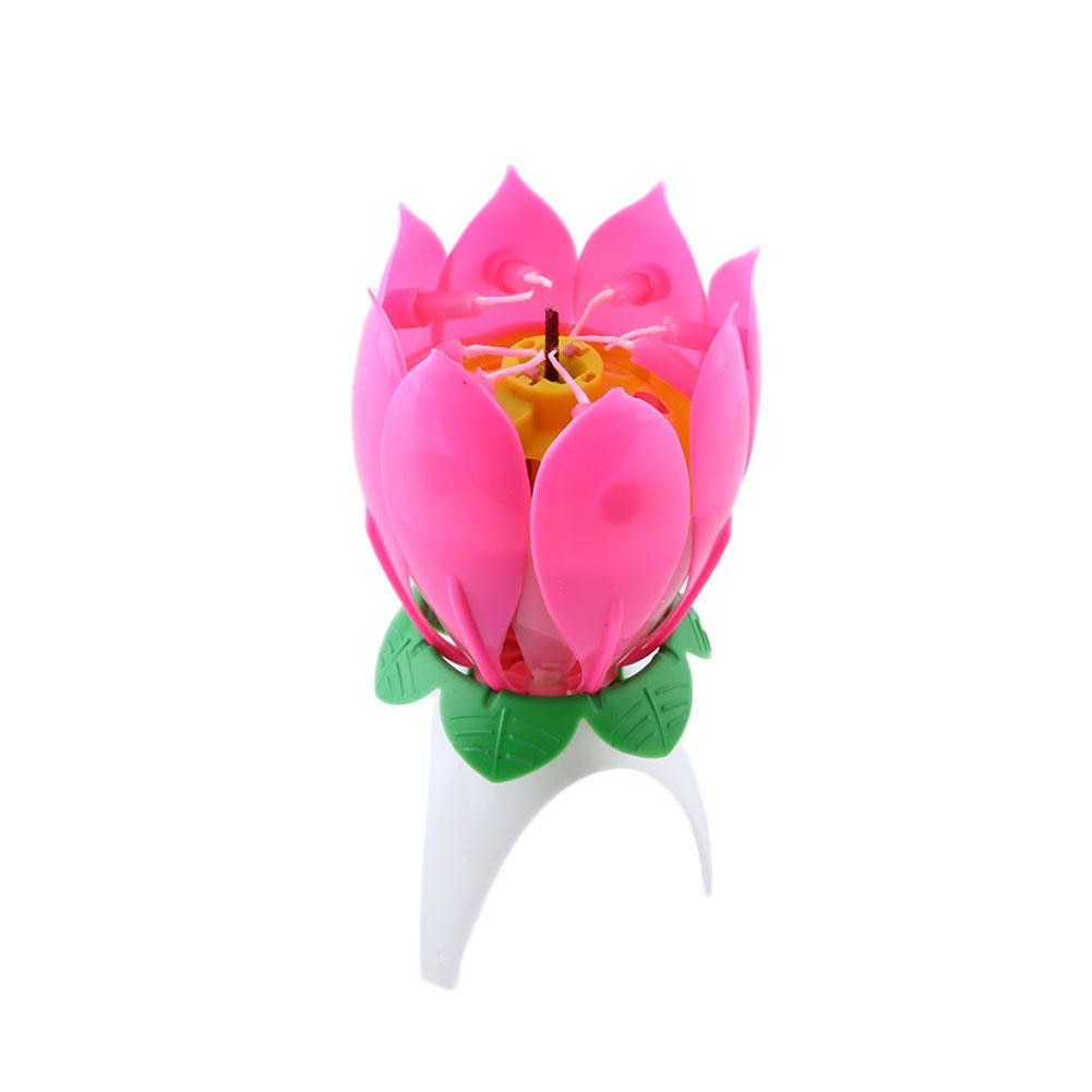 Musical Birthday Candle Romantic Musical Lotus Flower Happy Birthday Party Music Candle Lights Wedding Decor