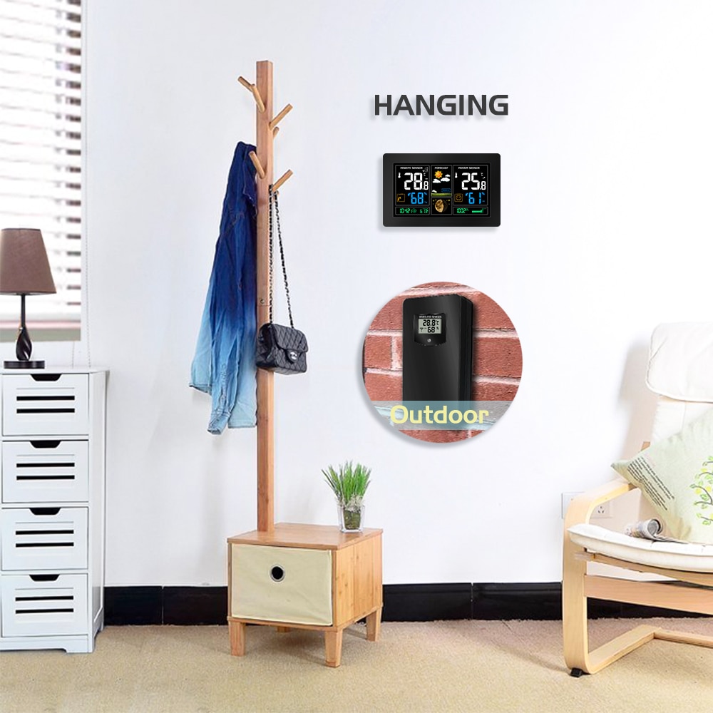 Digital Display Weather Forecast Clock indoor/outdoor sensor Thermometer hygrometer Radio Control Time
