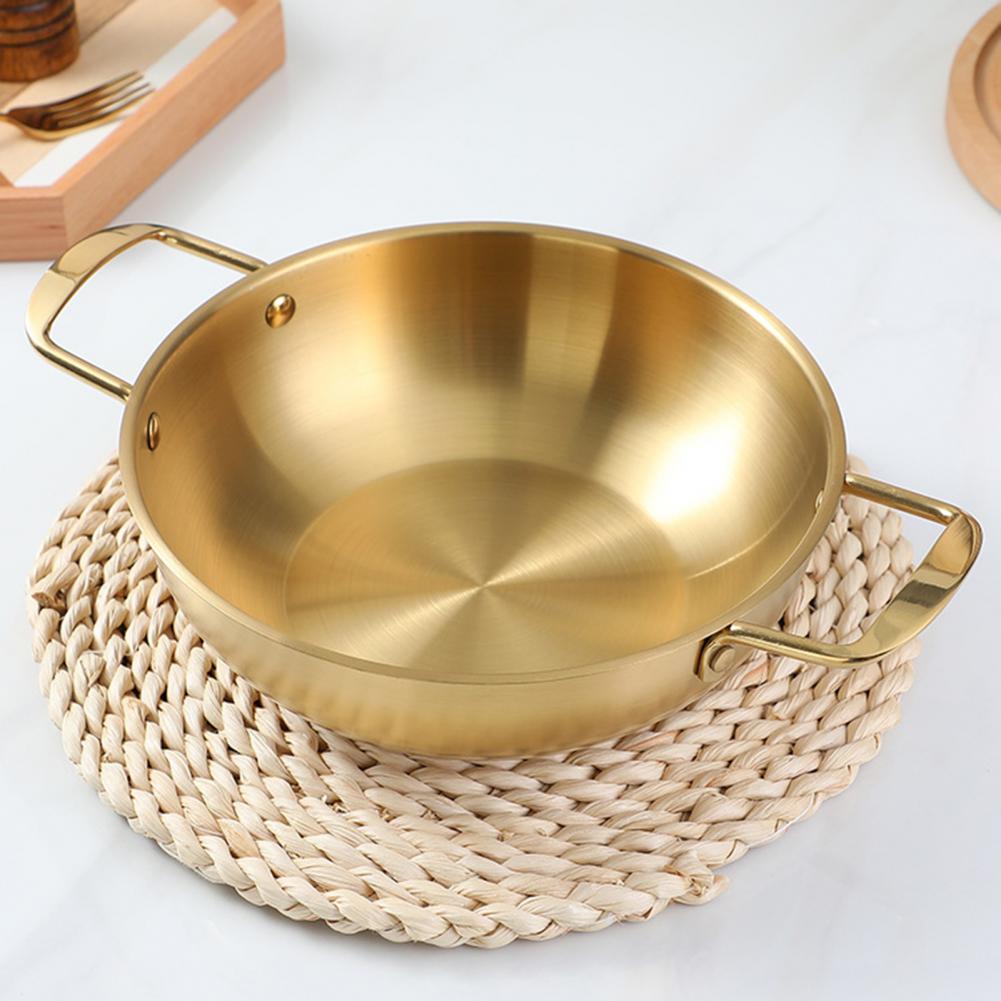 Noodle Pan Convenient Double Handle Stainless Steel Frosted Thick Ramen Pan for Kitchen Cookware Korean Ramen Kimchi Pot