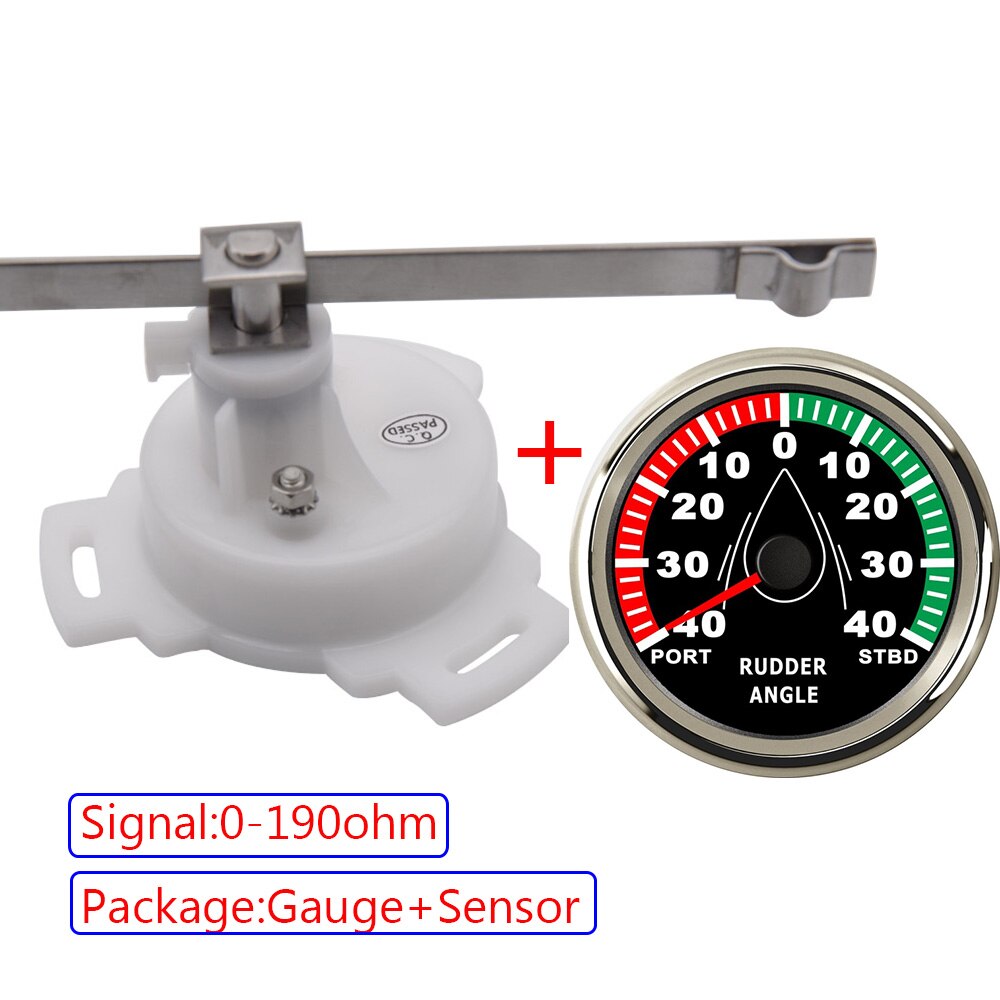 STBD-PORT Pack of 1 Rudder Angle Indicator with Sensor 85MM Gauge Sail Boat Rudder Angle Meter Red Backlight 0-190ohm Meter: BS Gauge and Sensor