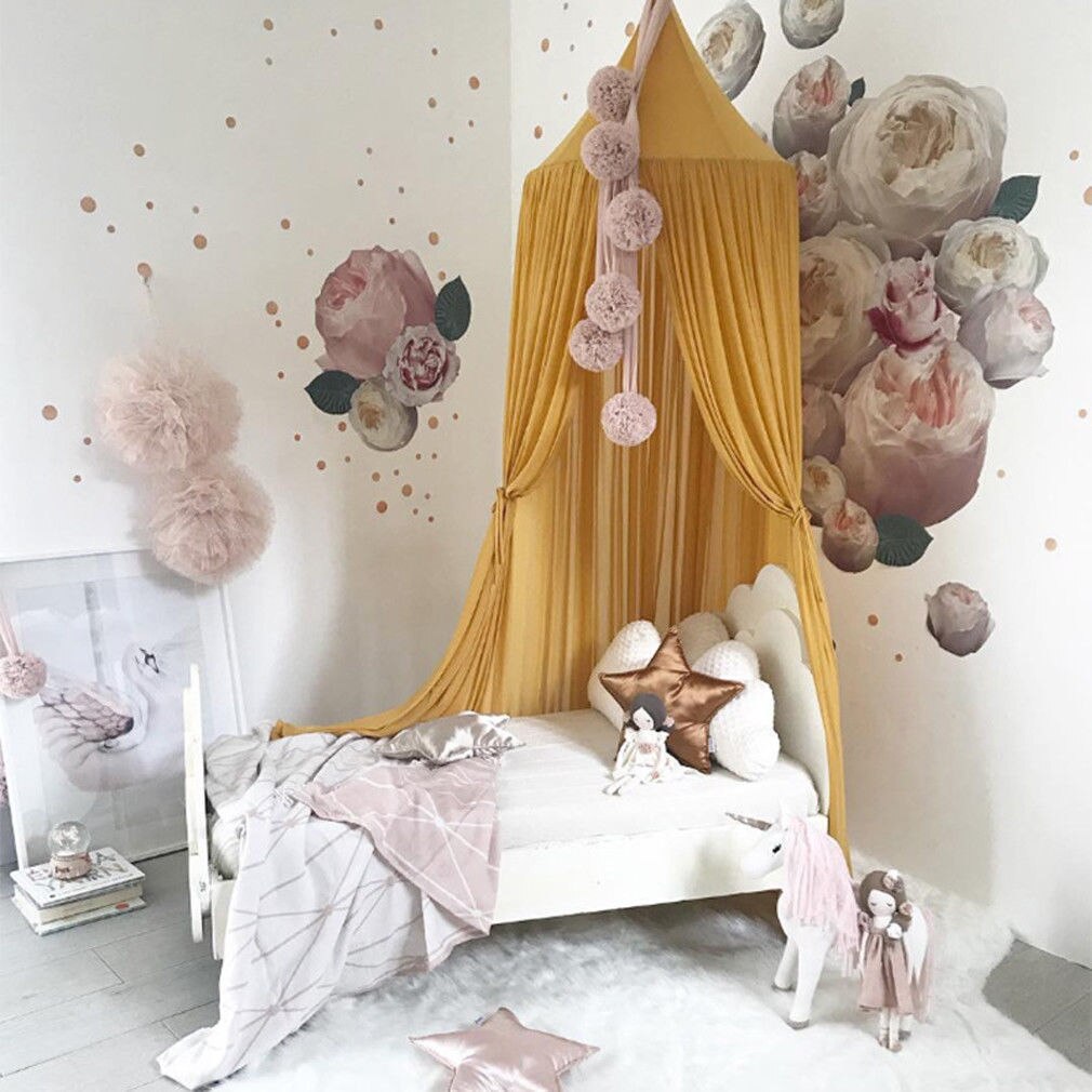 Filet moustiquaire pour lit de bébé | Couverture de lit, couvre-lit de princesse, pour enfants: Jaune