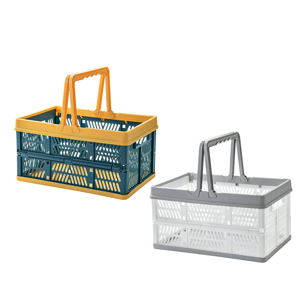 Collapsible Crate Basket Foldable Plastic Shopping Basket Container for Car Caravan Motorhome