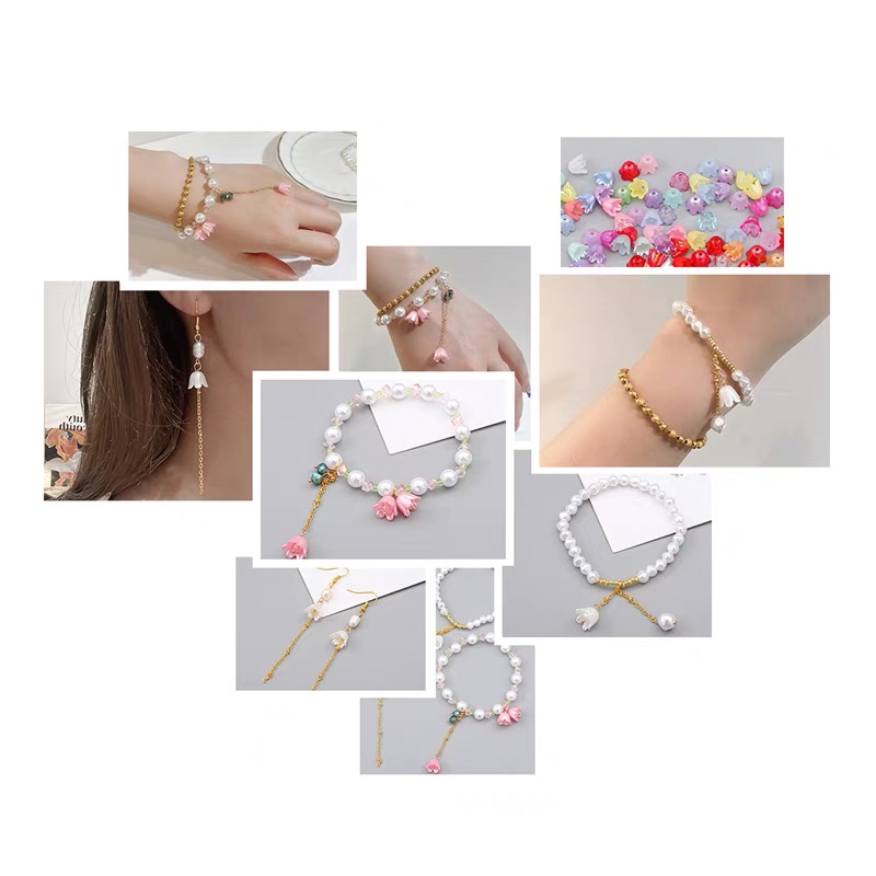 50pcs10x11mm acrílico Convallaria Majalis tapas de cuentas accesorios de joyería pulseras cuentas espaciadoras para fabricación de joyería accesorios DIY