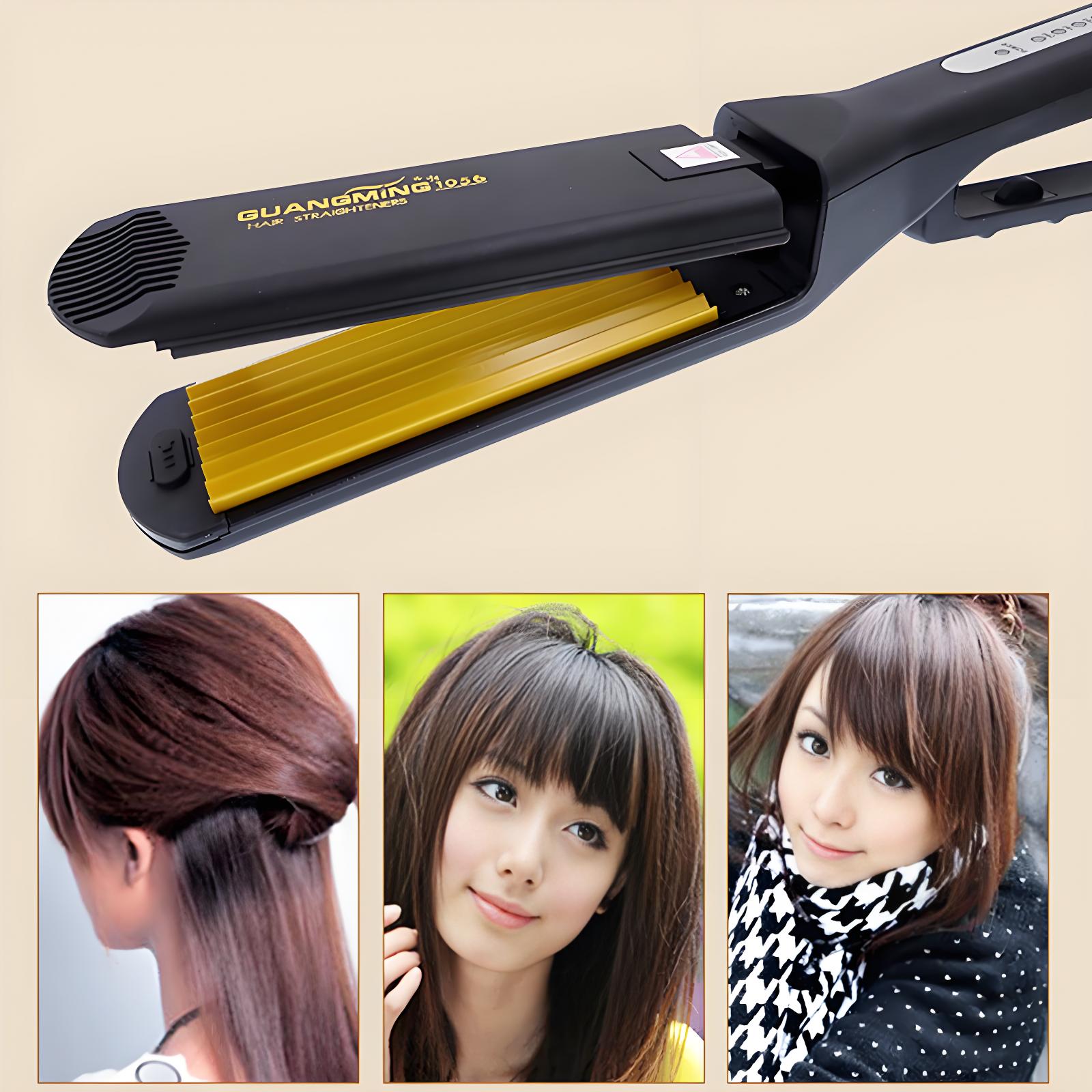 4-in-1 Women Interchangeable Plates Hair Straightener Crimping Iron Crimper Hair Styling Tool deep wave Straightening Iron