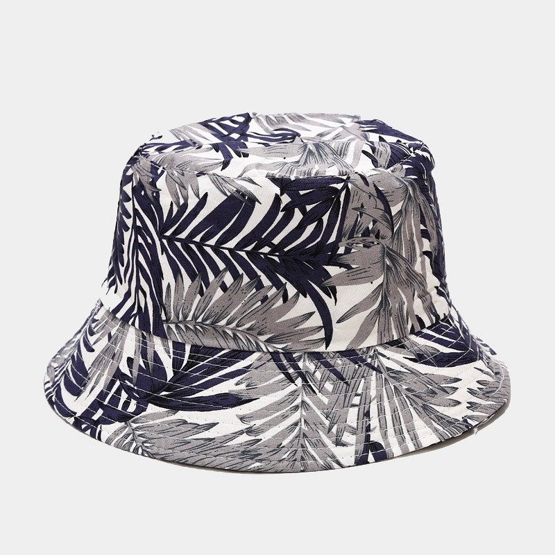 Palm Leaf Pattern Men Bucket Hat Summer Sun Protection Hat Trend Hip-hop Fisherman Hat Outdoor Hiking Hat Unisex Panama Cap: 5